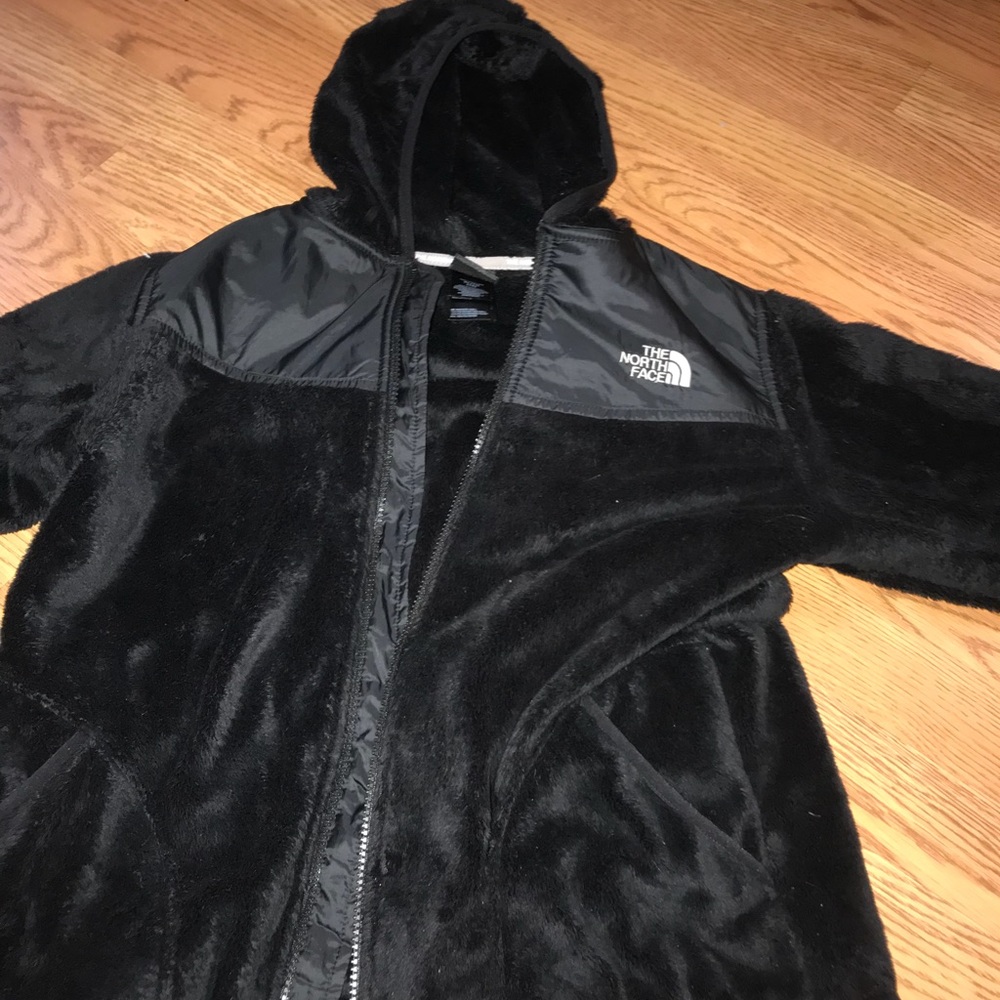 Black Fuzzy Zip up North Face